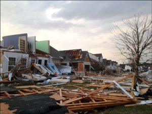 storm damaged neighborhood